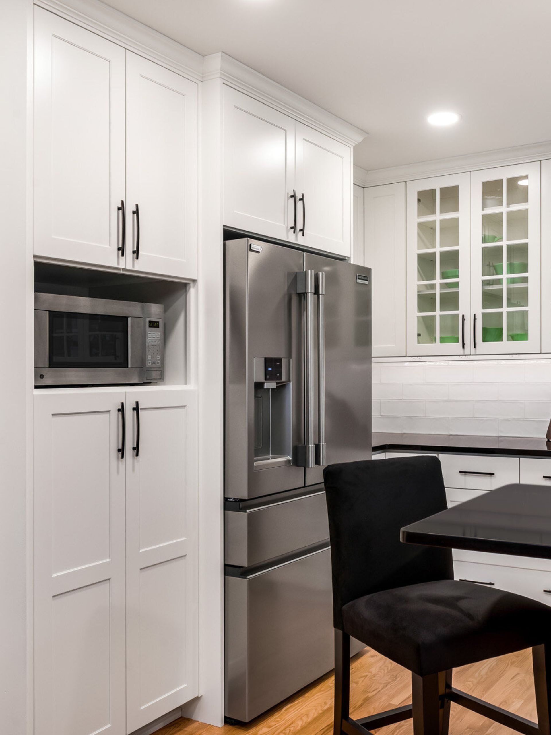 custom storage solution for a microwave height 