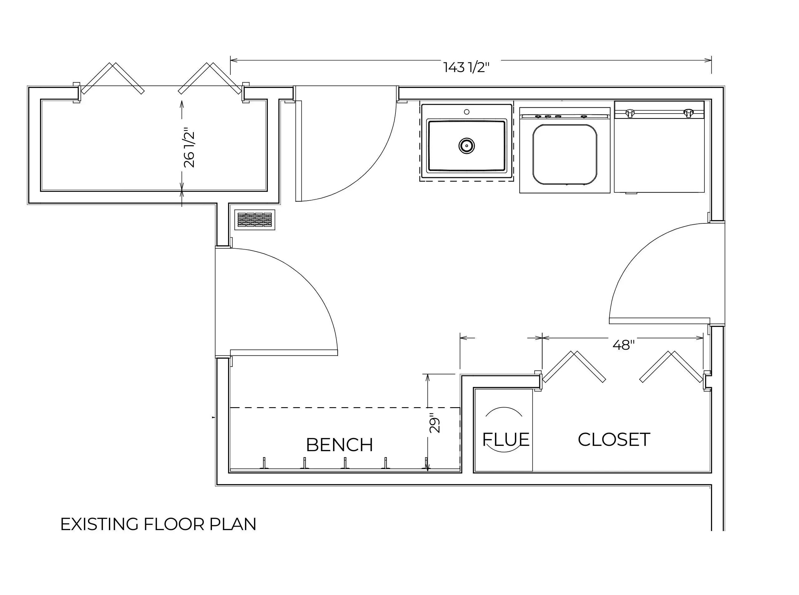 existing floor plan of the laundry room